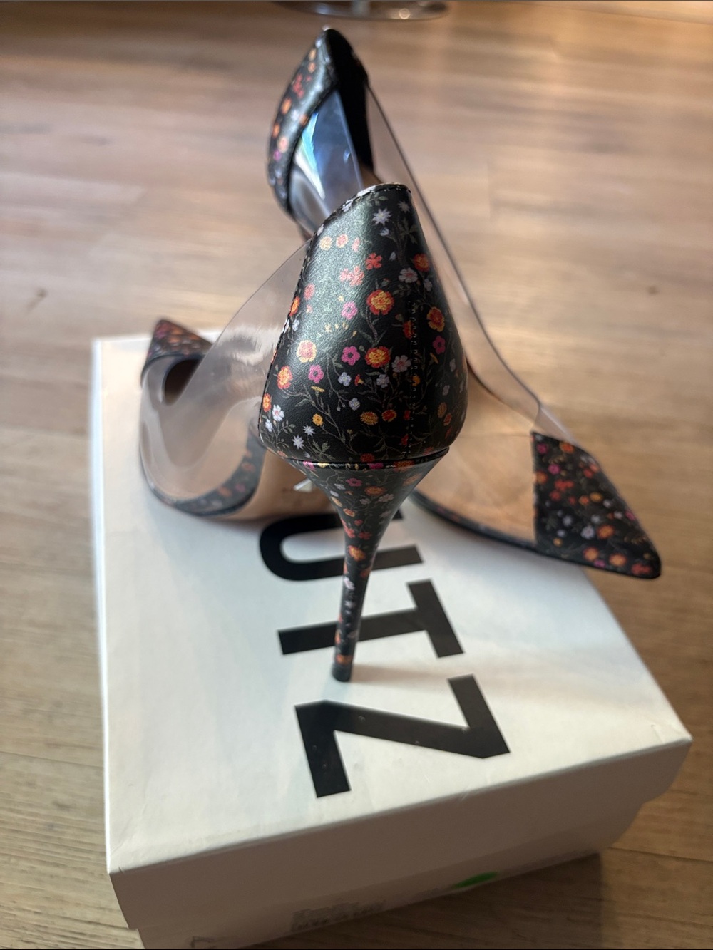 SCHUTZ Black Floral Pointed PVC Pumps #87
